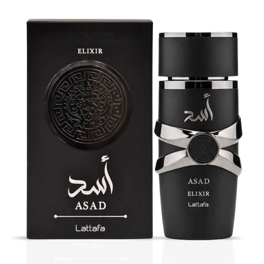 عطر أسد إلكسير من لطافة للرجال - 100 مل - مركز جداً (إصدار جديد)
Lattafa Asad Elixir for Men - 100ml - Extrait de Parfum (New Edition)